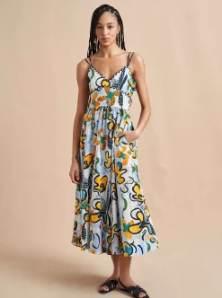 La Ligne Jamie Dress Cornflower/Floral Hot
