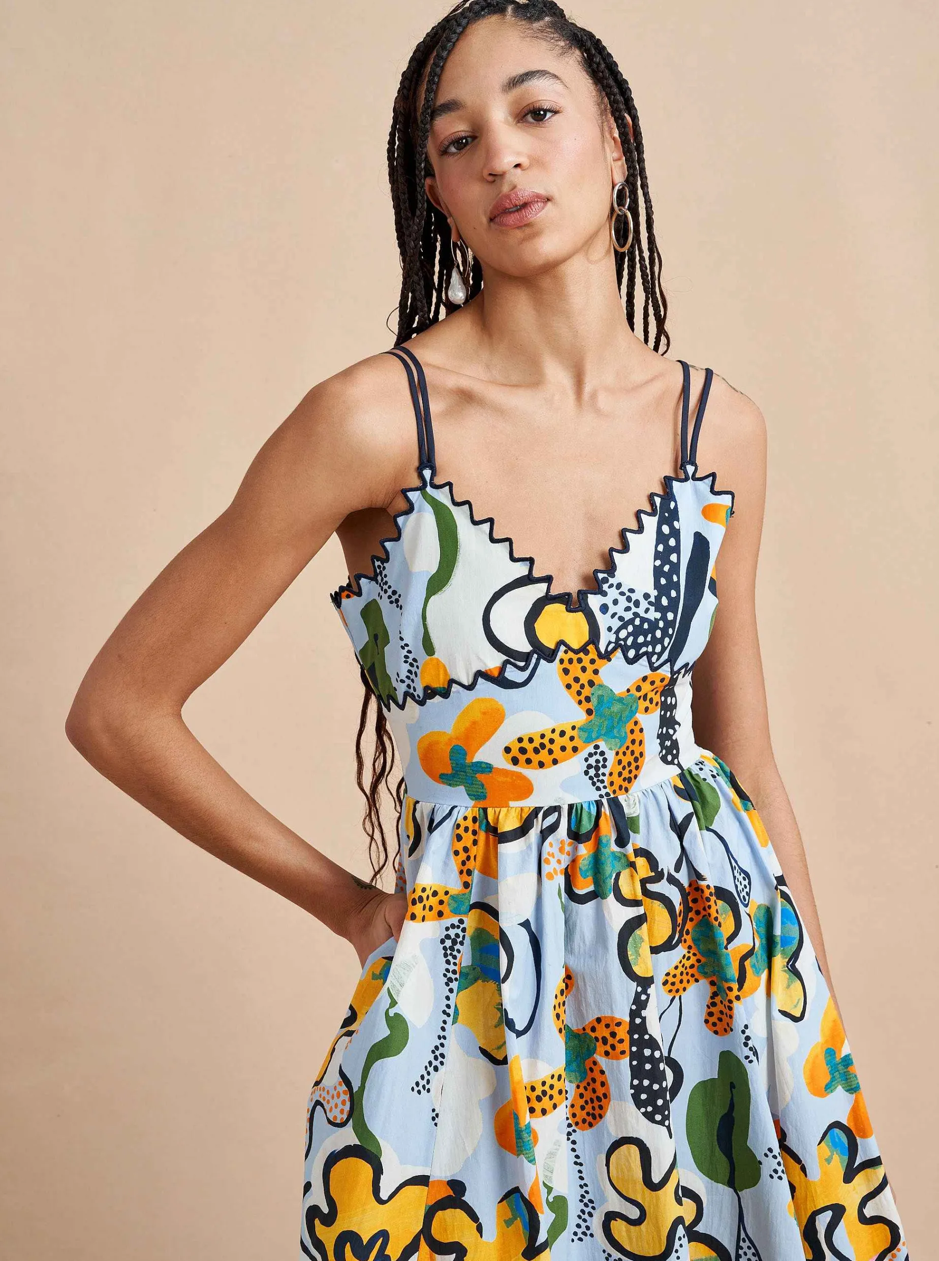 La Ligne Jamie Dress Cornflower/Floral Hot