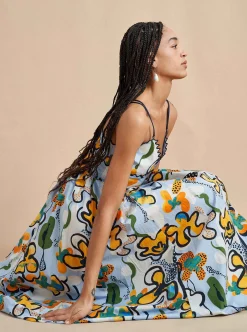La Ligne Jamie Dress Cornflower/Floral Hot