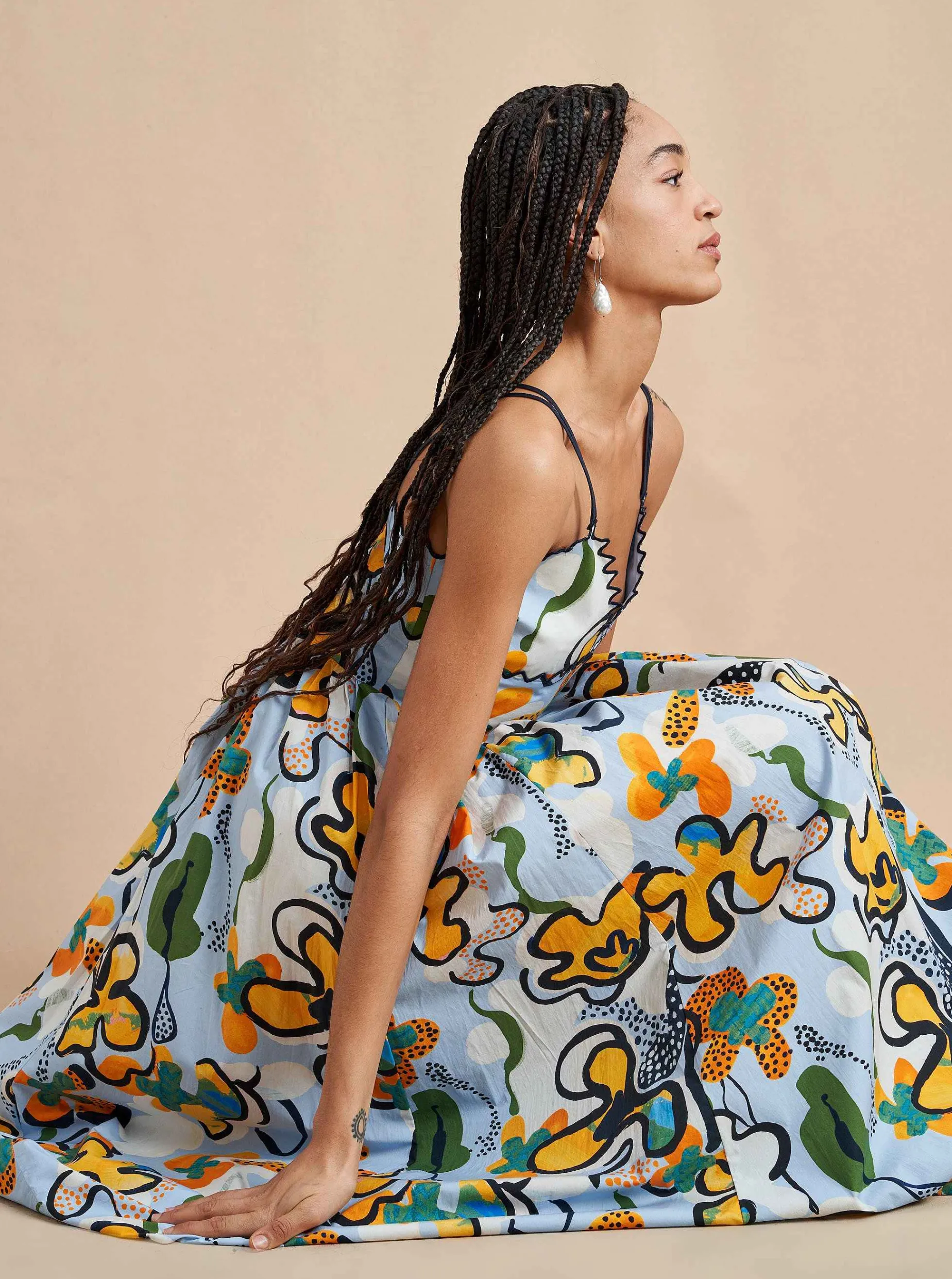 La Ligne Jamie Dress Cornflower/Floral Hot
