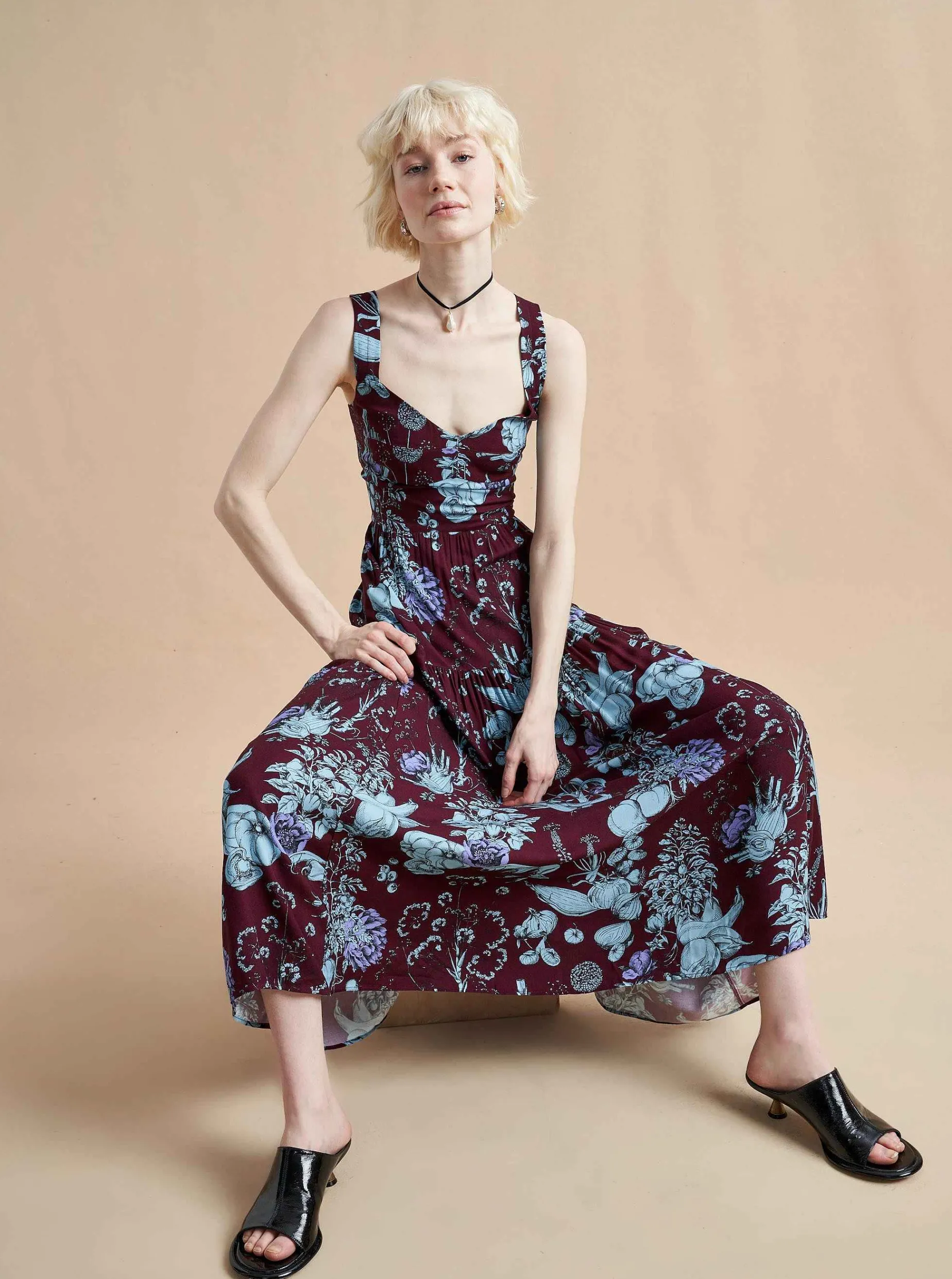 La Ligne Laura Lee Dress Burgundy Toile Shop