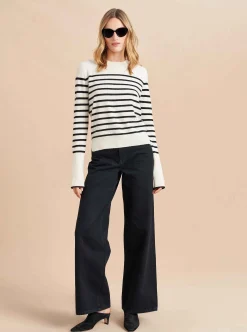 La Ligne Lean Lines Sweater Cream/Black Flash Sale