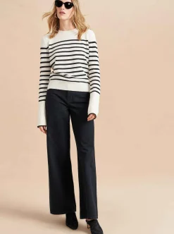 La Ligne Lean Lines Sweater Cream/Black Flash Sale