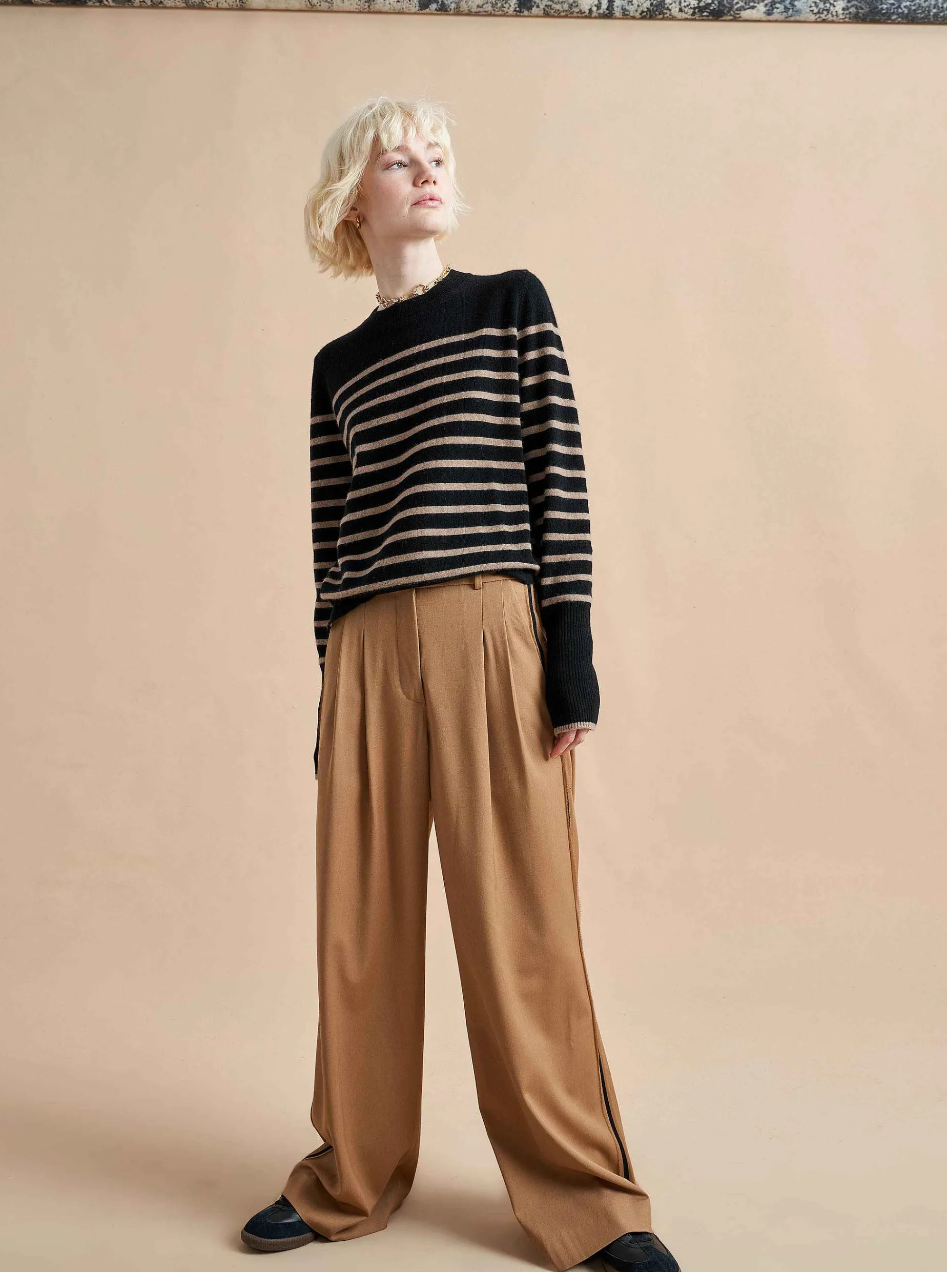 La Ligne Lean Lines Sweater Black/Tan Best Sale