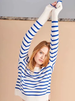 La Ligne Lean Lines Sweater Cream/Cobalt Fashion