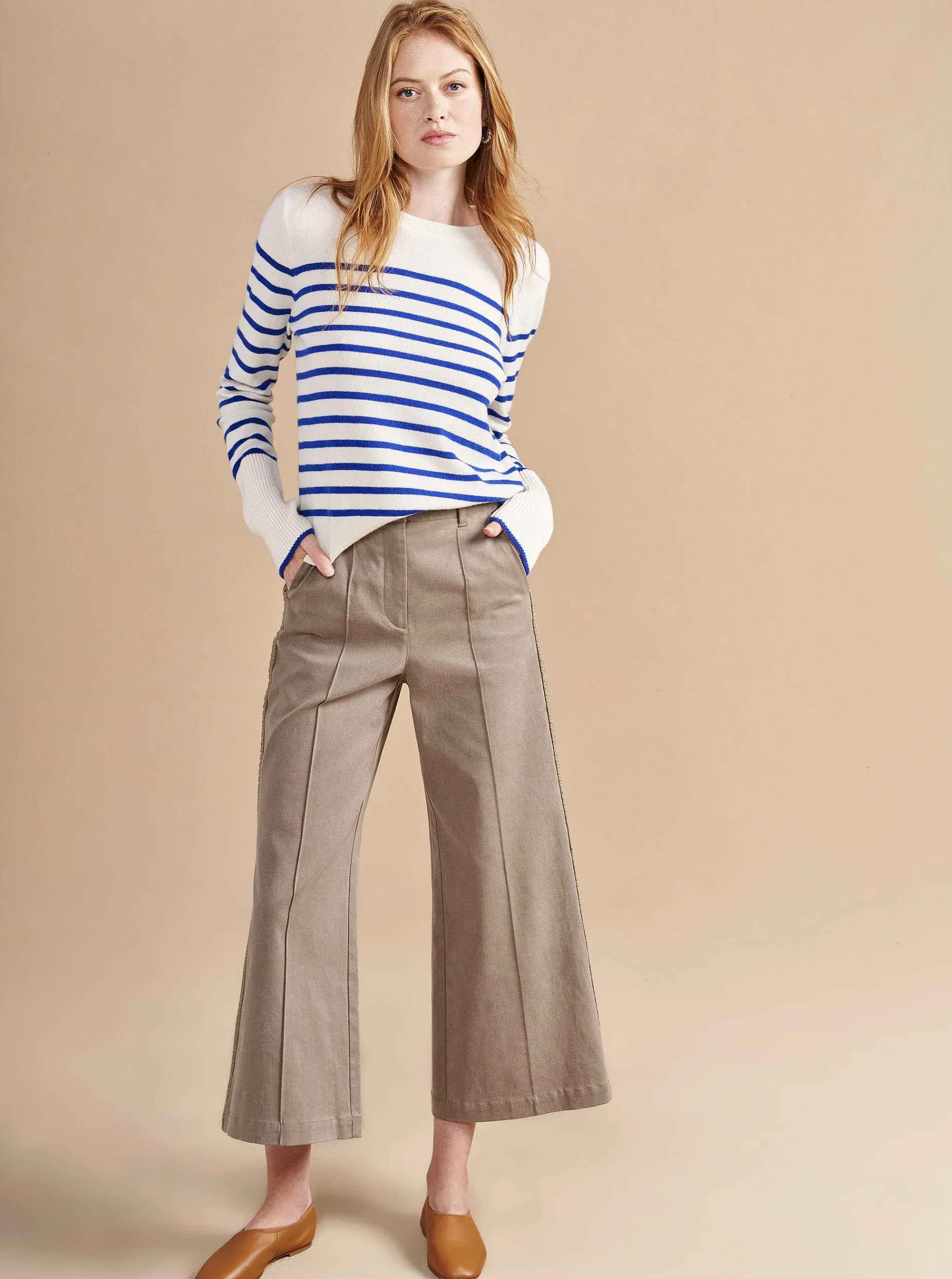La Ligne Lean Lines Sweater Cream/Cobalt Fashion