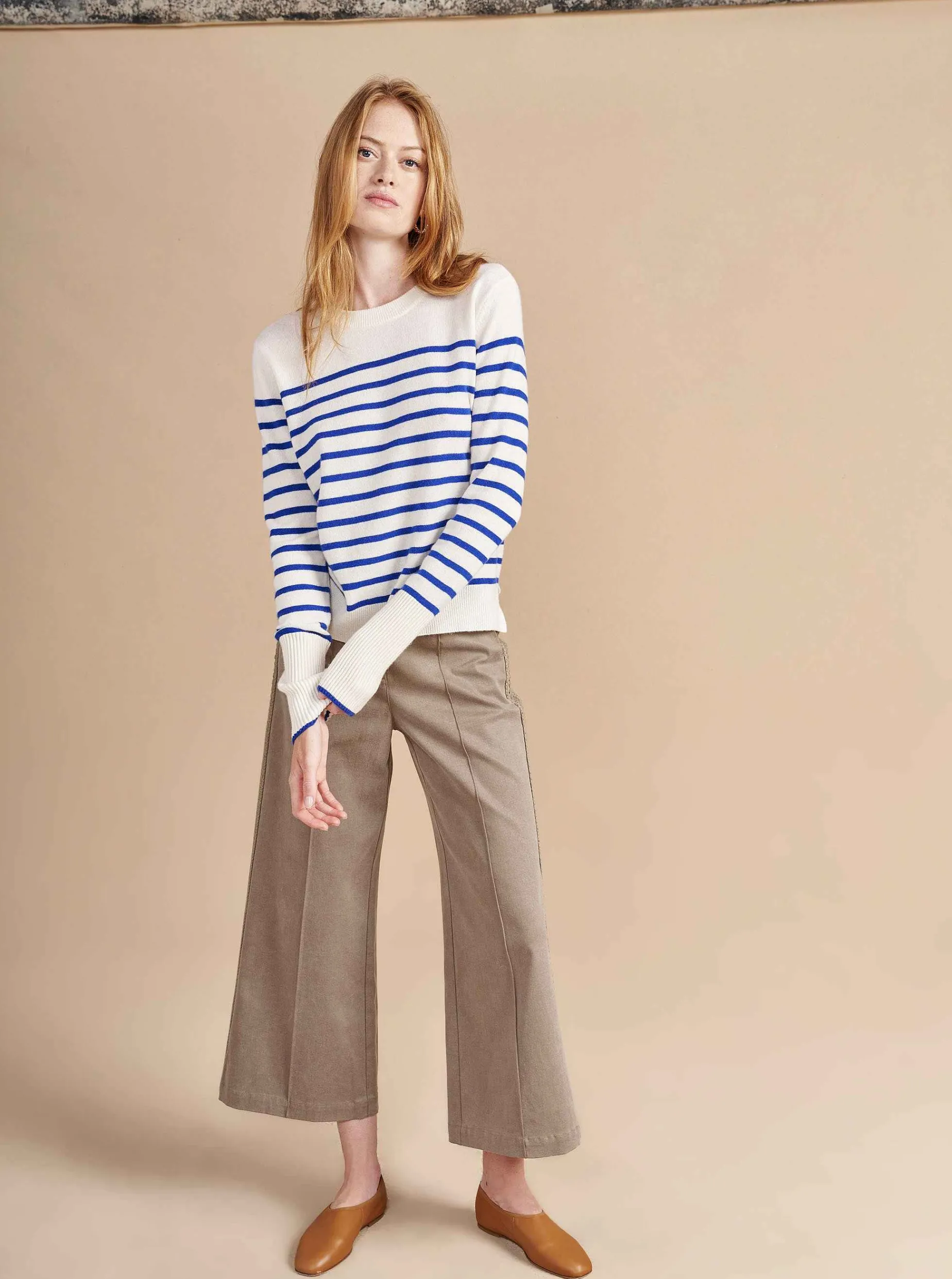 La Ligne Lean Lines Sweater Cream/Cobalt Fashion