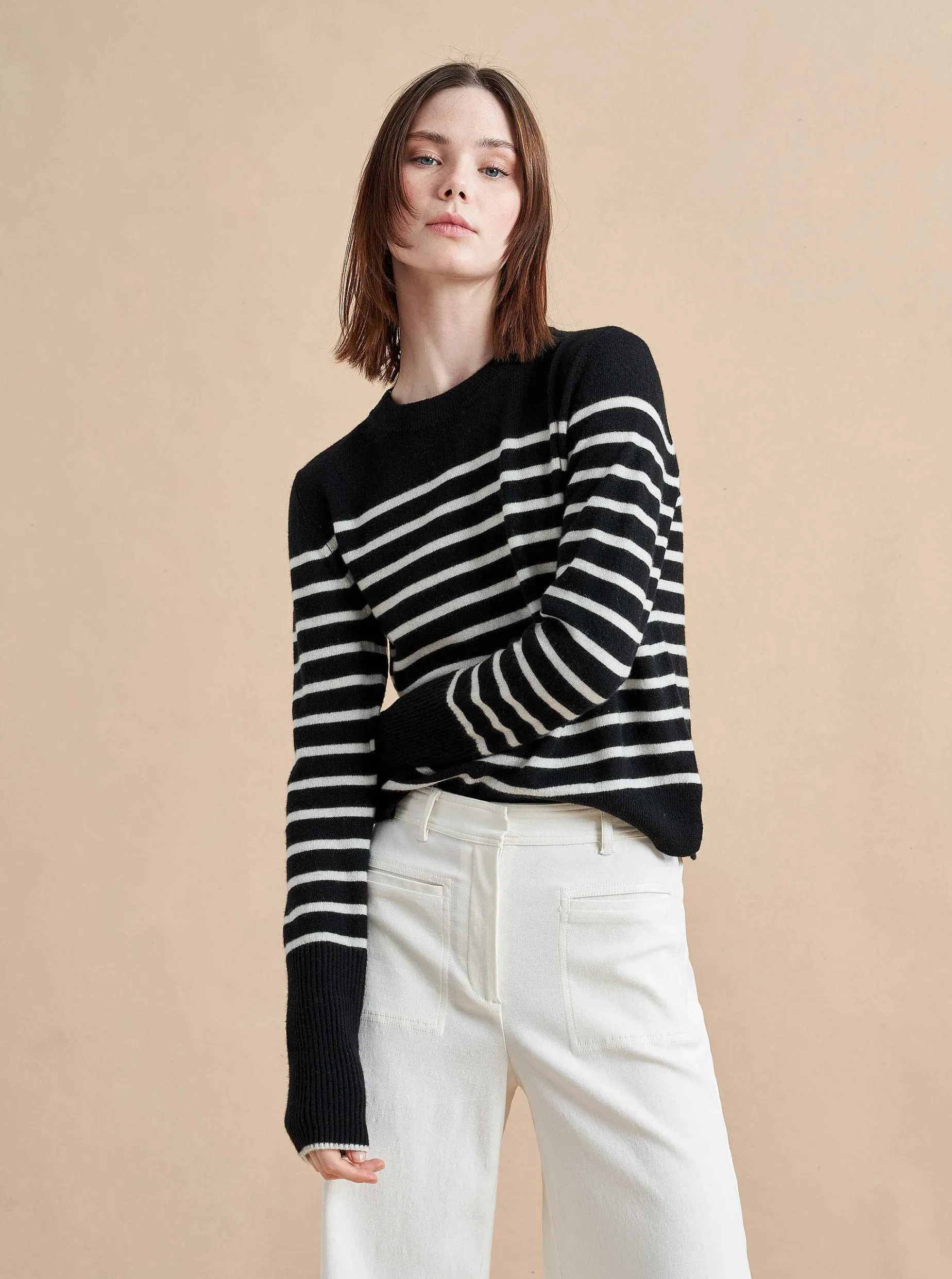 La Ligne Lean Lines Sweater Black/Cream Hot