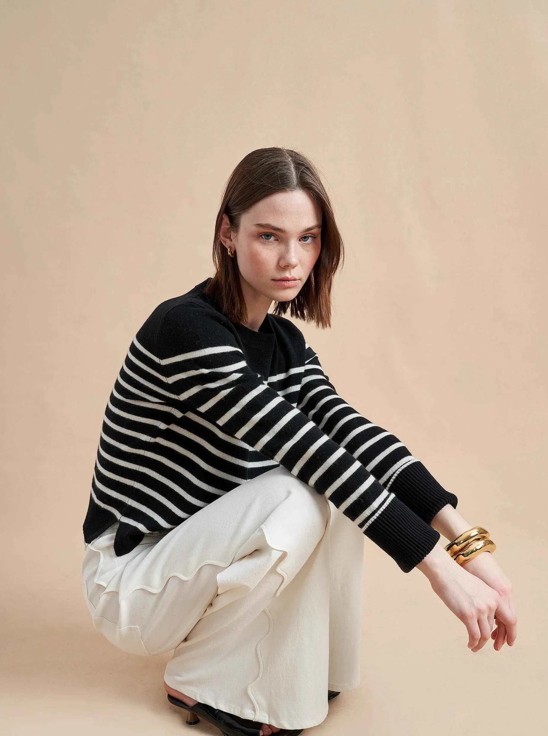 La Ligne Lean Lines Sweater Black/Cream Hot