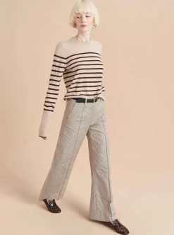 La Ligne Lean Lines Sweater Tan/Chocolate Online