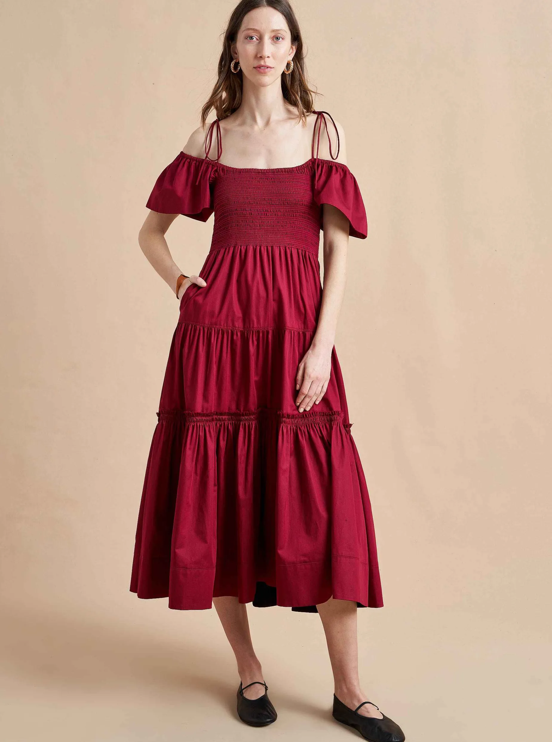 La Ligne Lottie Dress Burgundy Sale