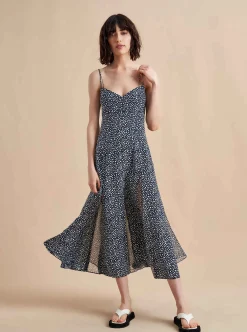 La Ligne Luca Dress Navy/White Dot Flash Sale
