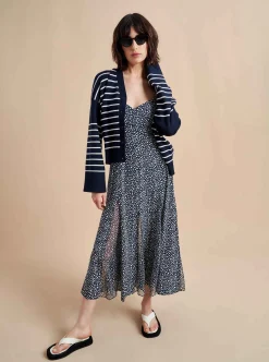 La Ligne Luca Dress Navy/White Dot Flash Sale