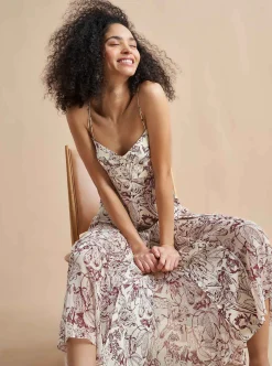 La Ligne Luca Dress Burgundy Toile Discount