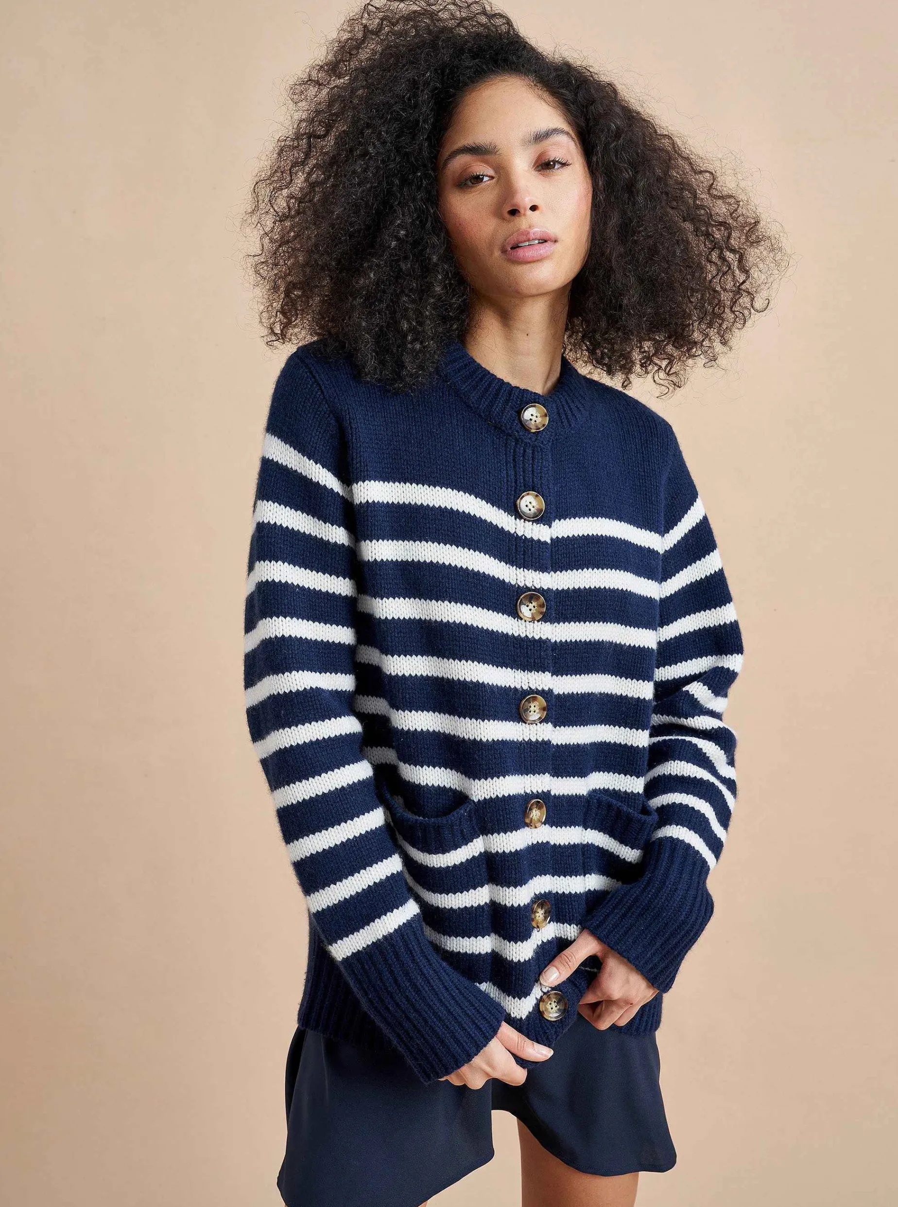 La Ligne Marin Cardigan Navy/Cream Shop