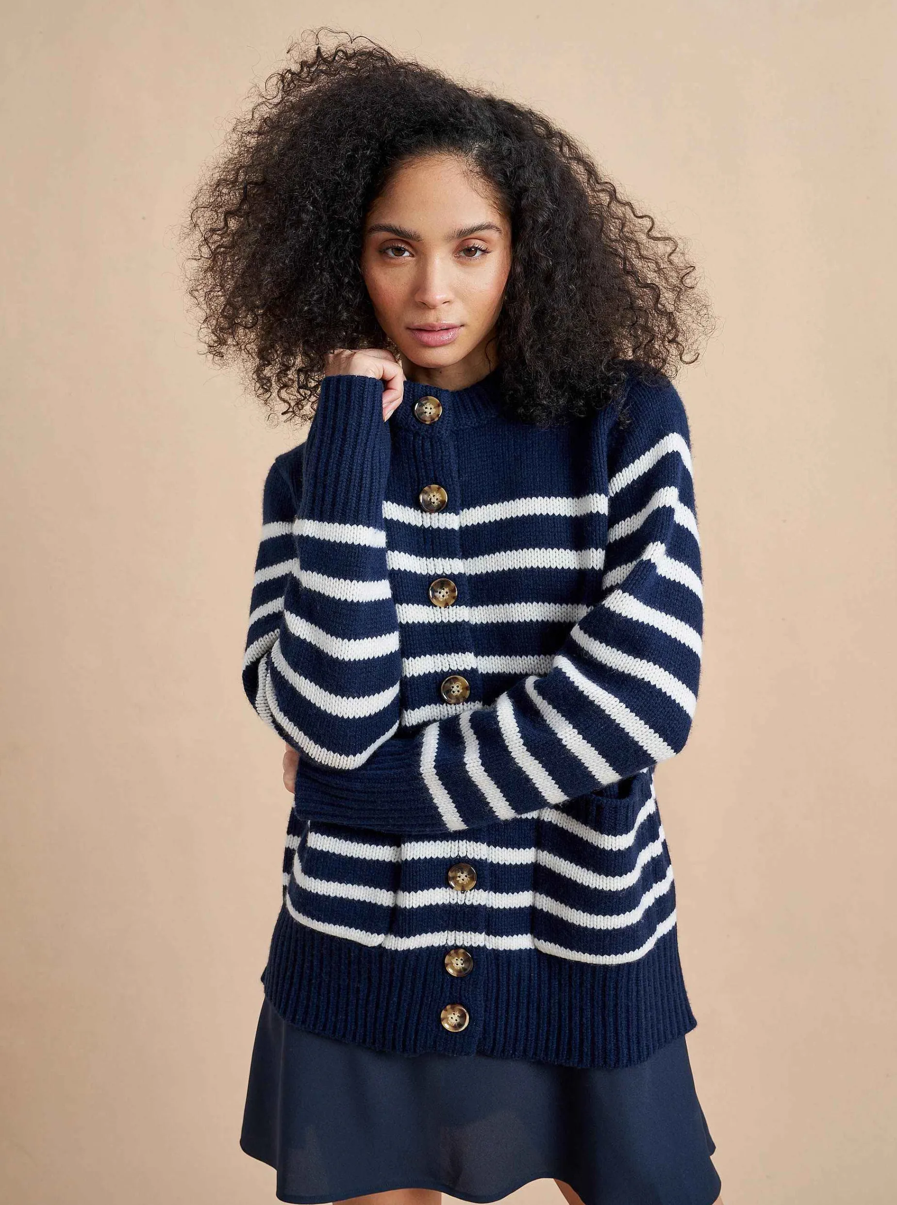 La Ligne Marin Cardigan Navy/Cream Shop