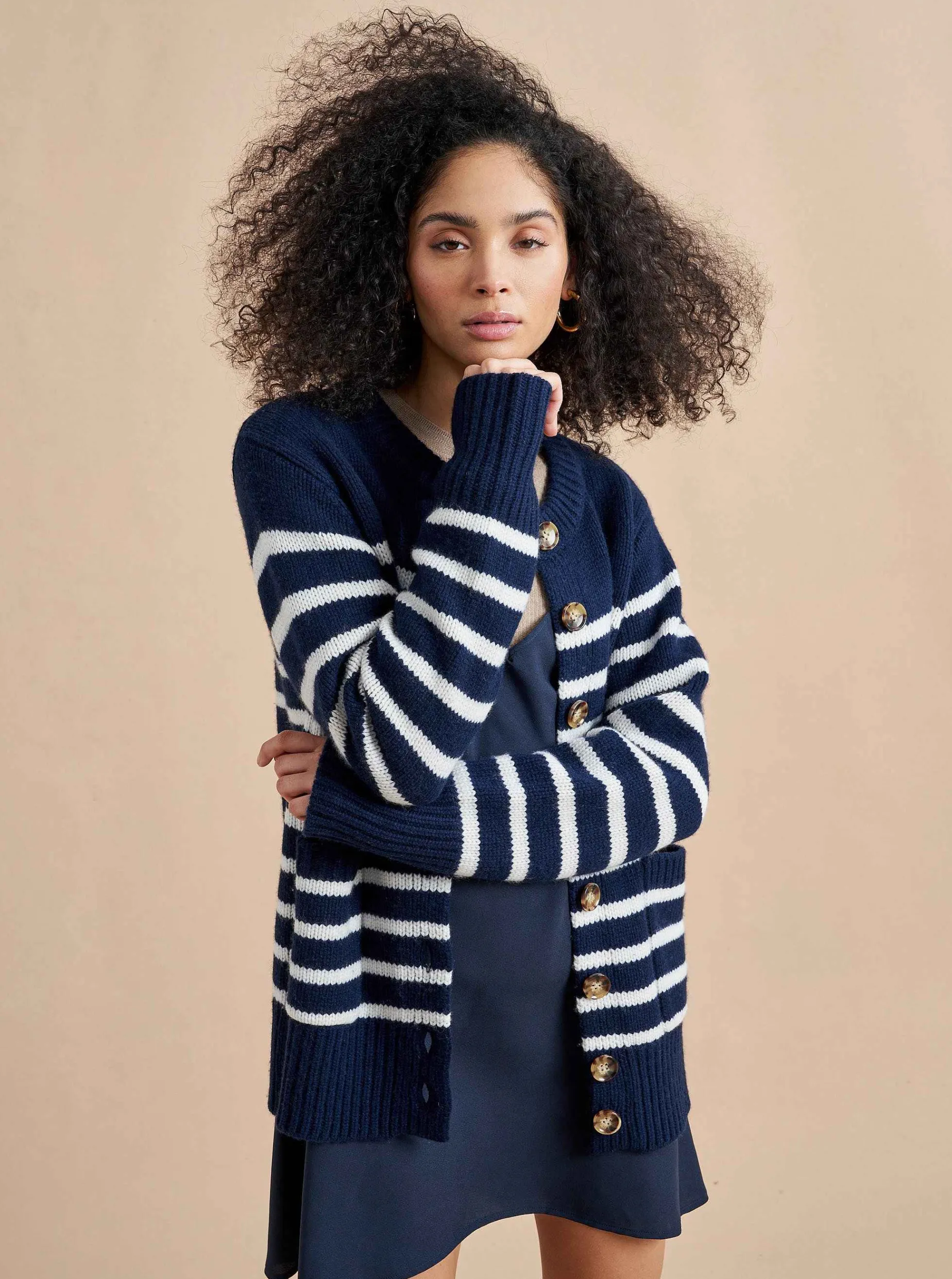 La Ligne Marin Cardigan Navy/Cream Shop