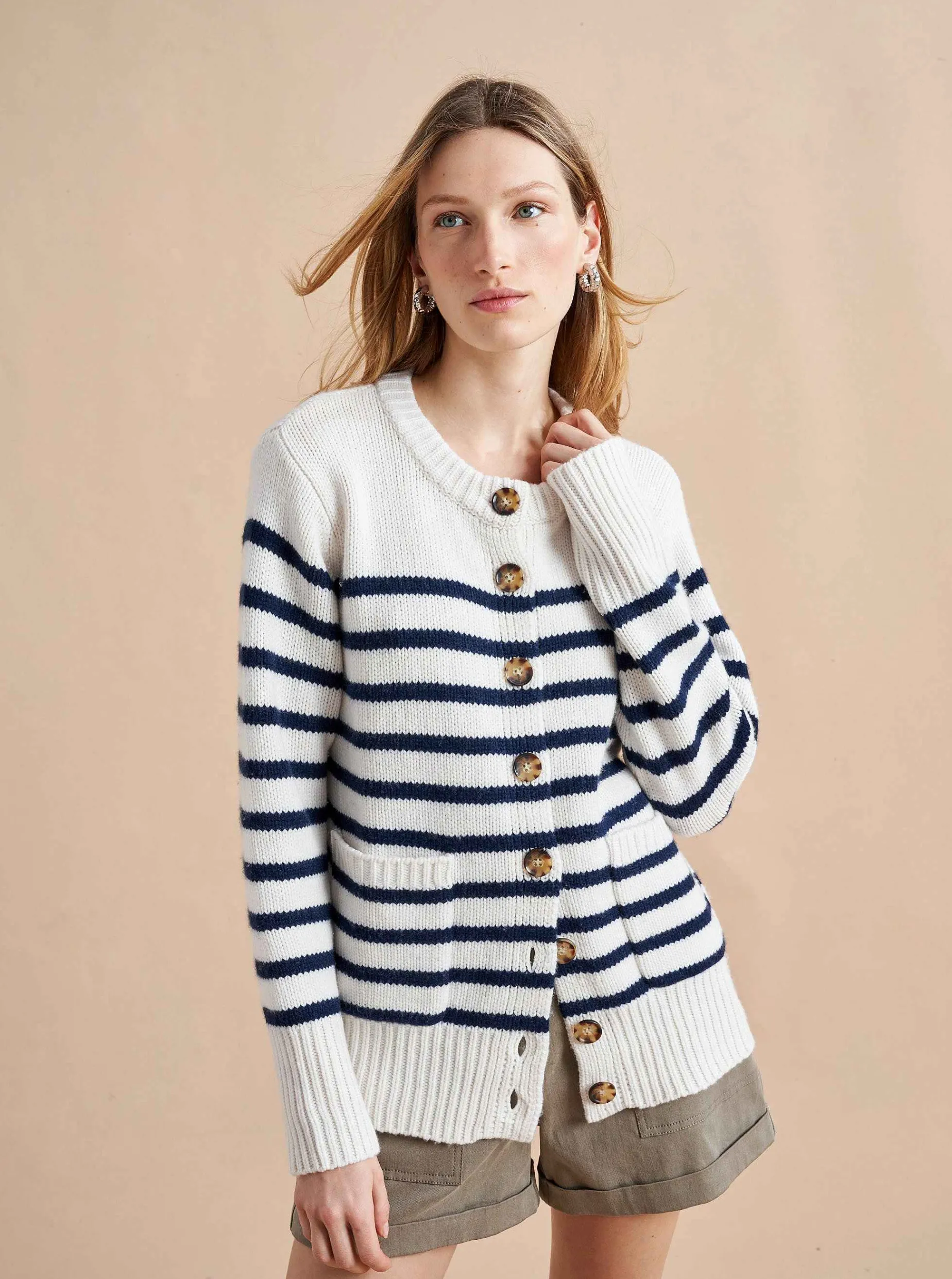 La Ligne Marin Cardigan Cream/Navy Best