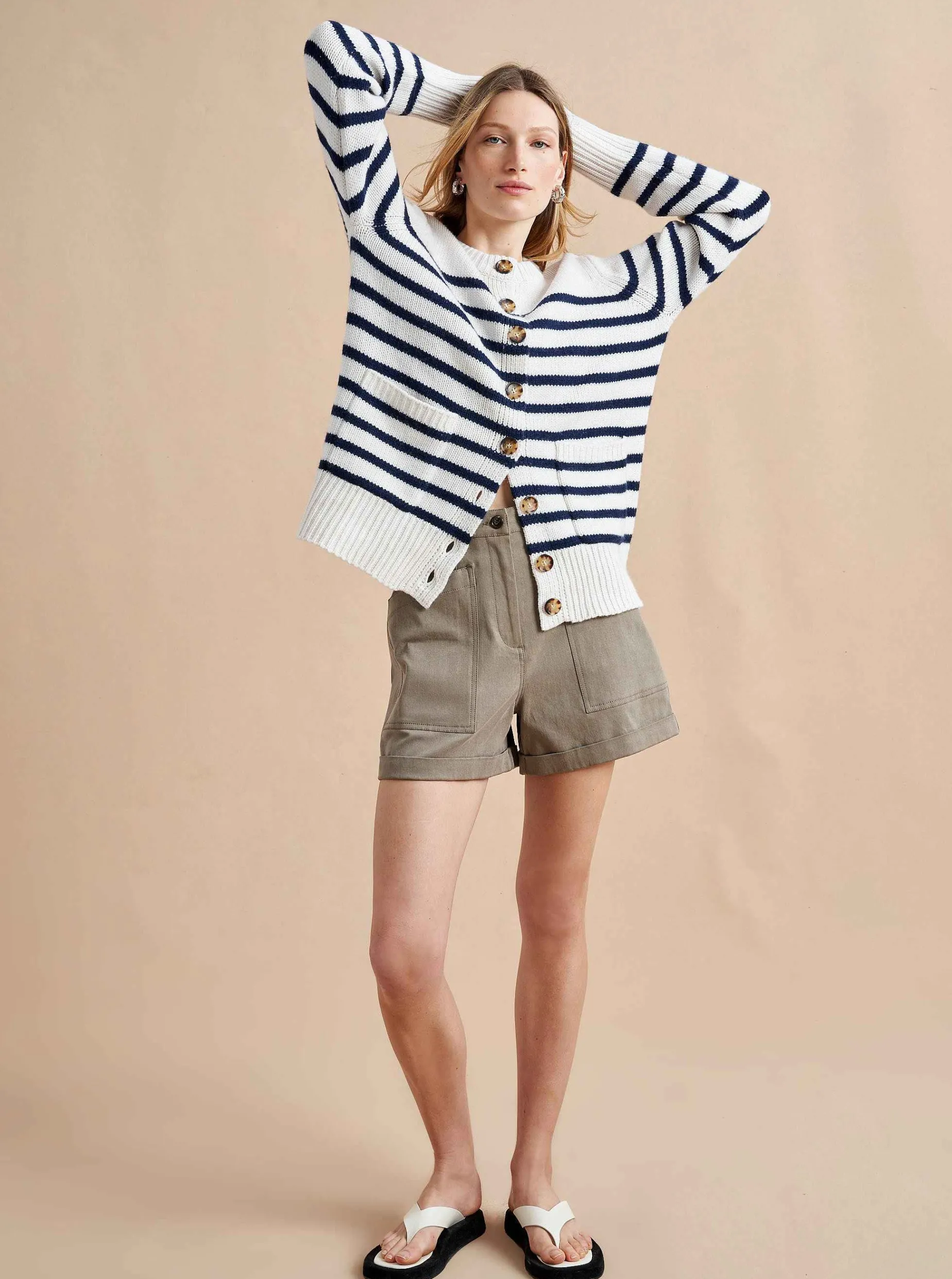 La Ligne Marin Cardigan Cream/Navy Best