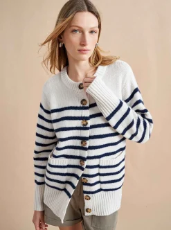 La Ligne Marin Cardigan Cream/Navy Best