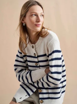 La Ligne Marin Cardigan Cream/Navy Best
