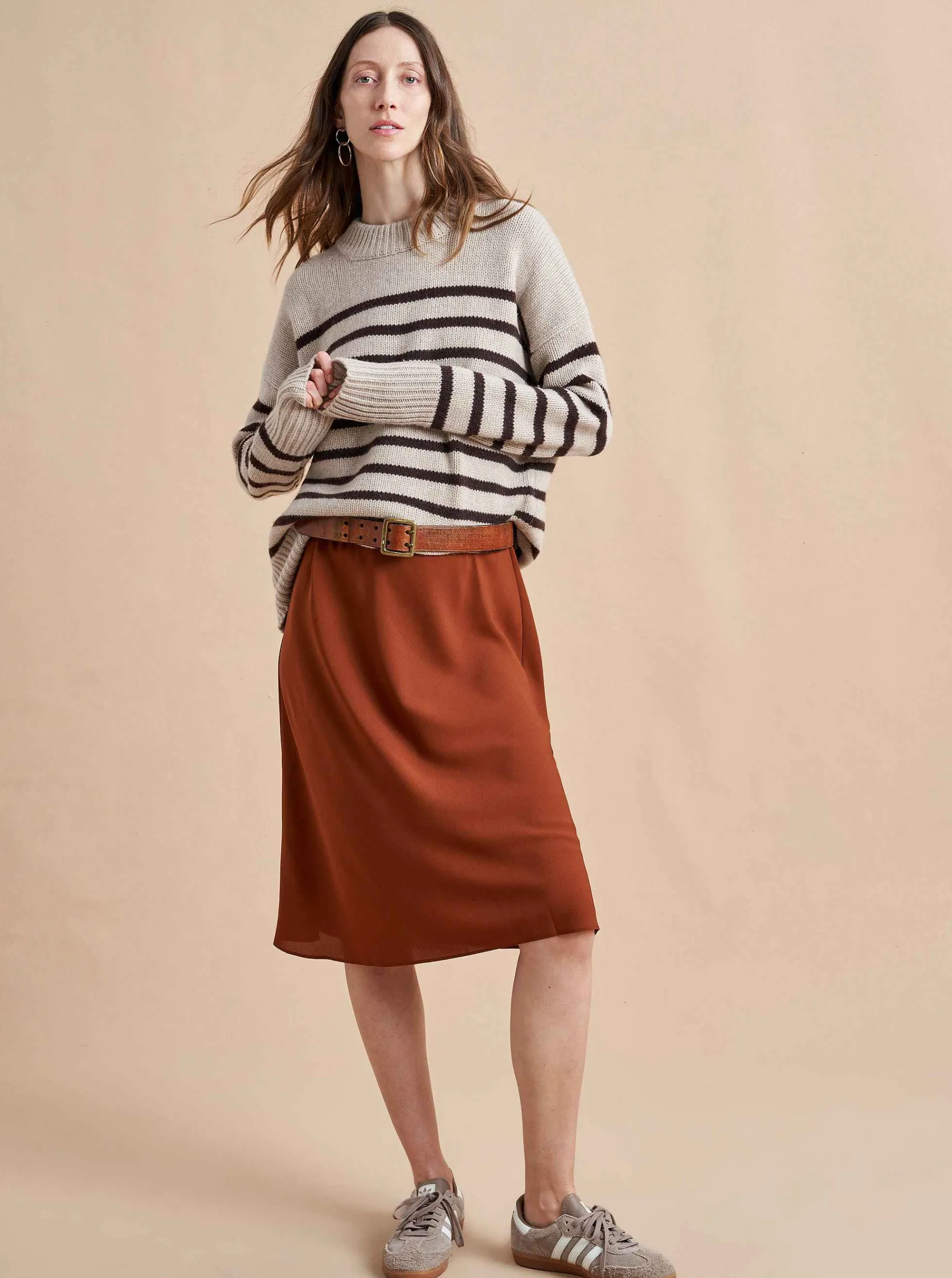 La Ligne Marin Sweater Tan/Chocolate Cheap