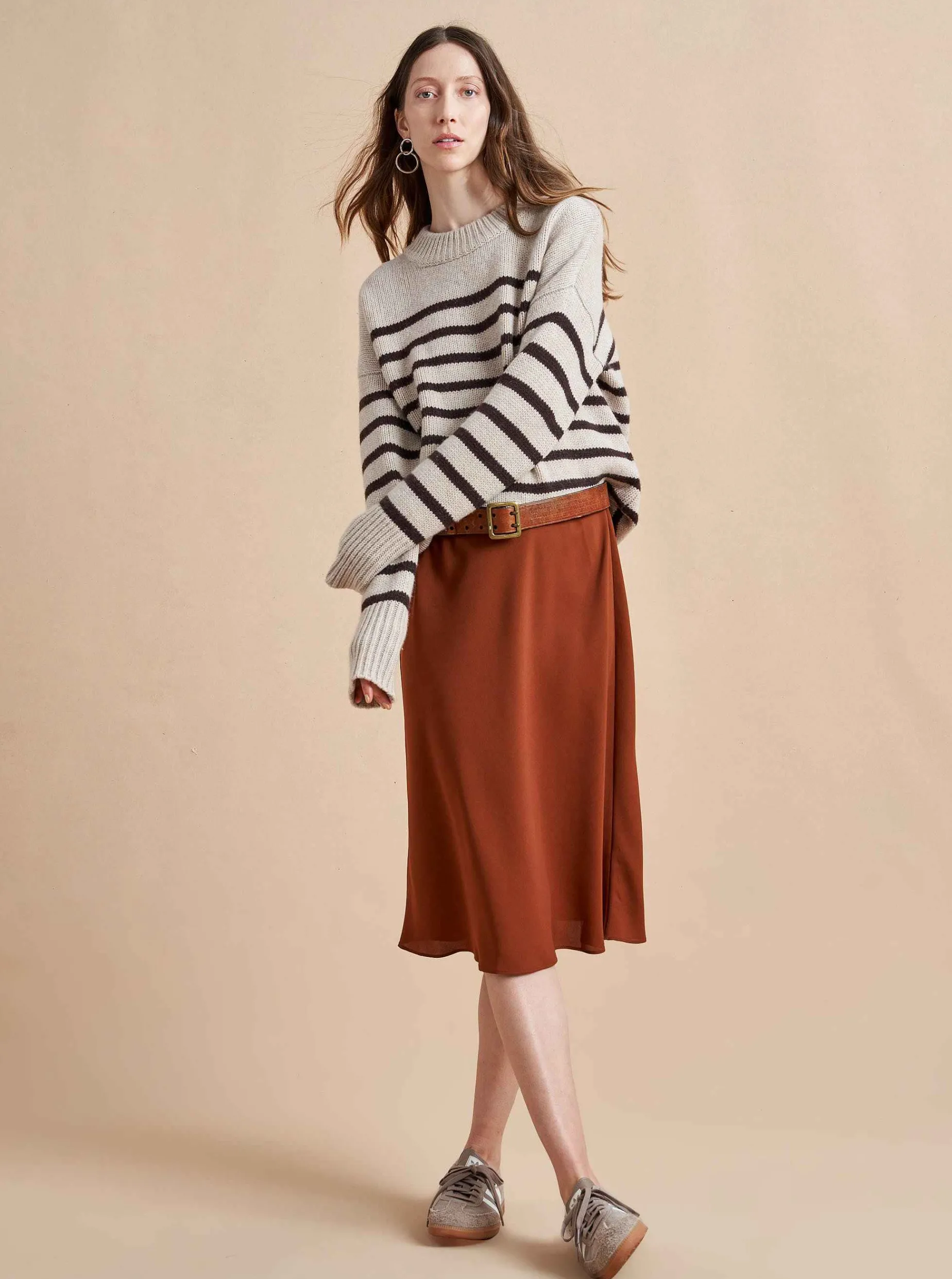 La Ligne Marin Sweater Tan/Chocolate Cheap