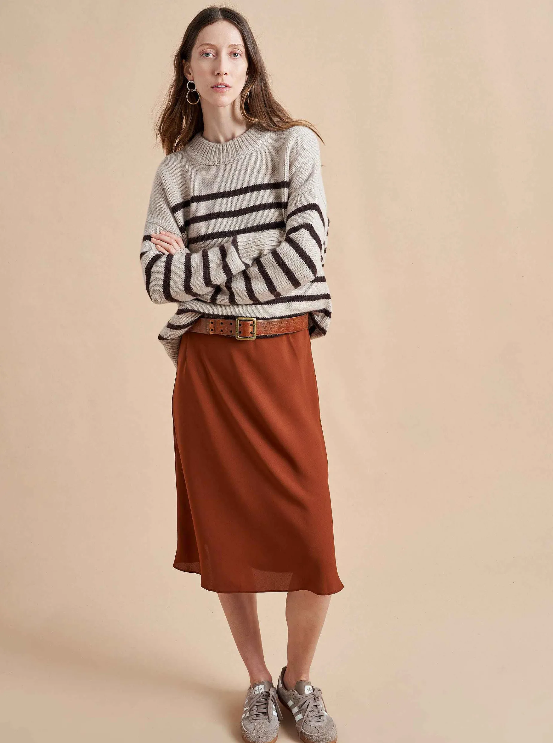 La Ligne Marin Sweater Tan/Chocolate Cheap