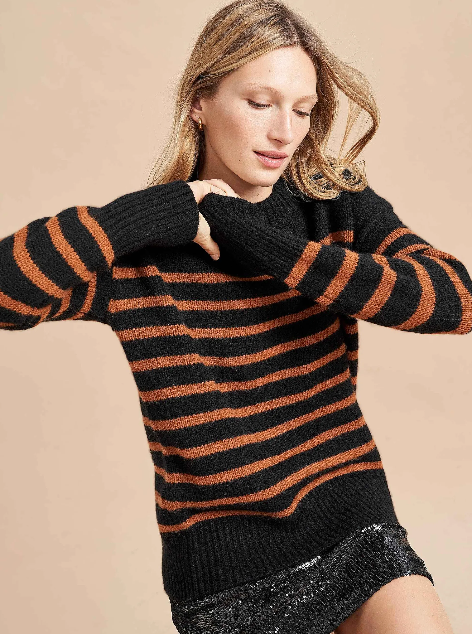 La Ligne Marin Sweater Black/Cognac Hot