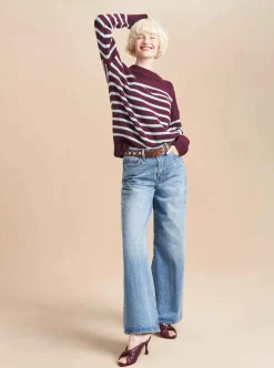 La Ligne Marin Sweater Dark-Plum/Pale-Blue Flash Sale