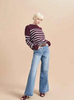 La Ligne Marin Sweater Dark-Plum/Pale-Blue Flash Sale