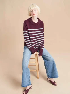 La Ligne Marin Sweater Dark-Plum/Pale-Blue Flash Sale