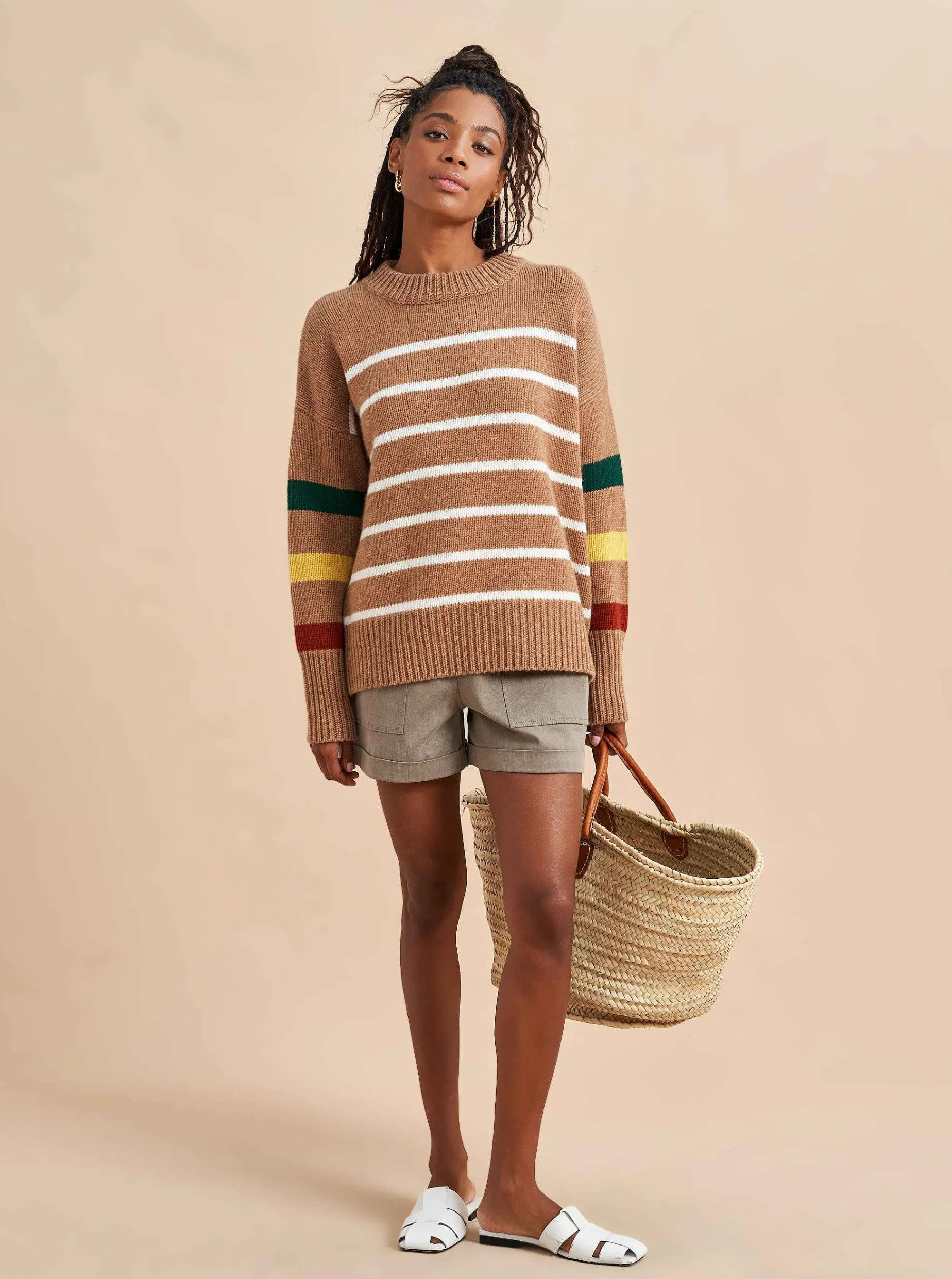 La Ligne Marin Sweater Tan/Multi New