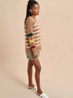 La Ligne Marin Sweater Tan/Multi New