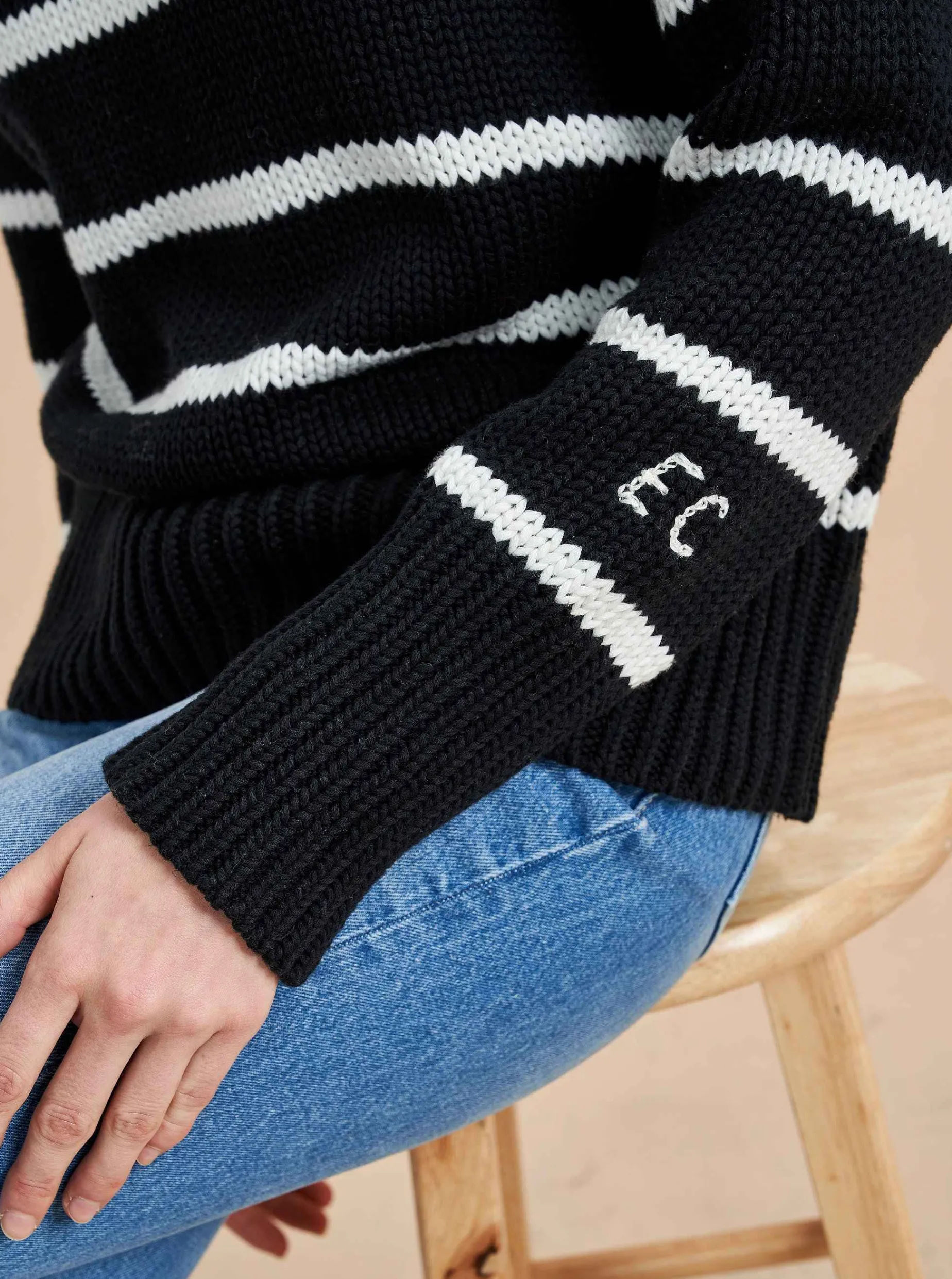 La Ligne Marina Sweater Navy/White Best Sale