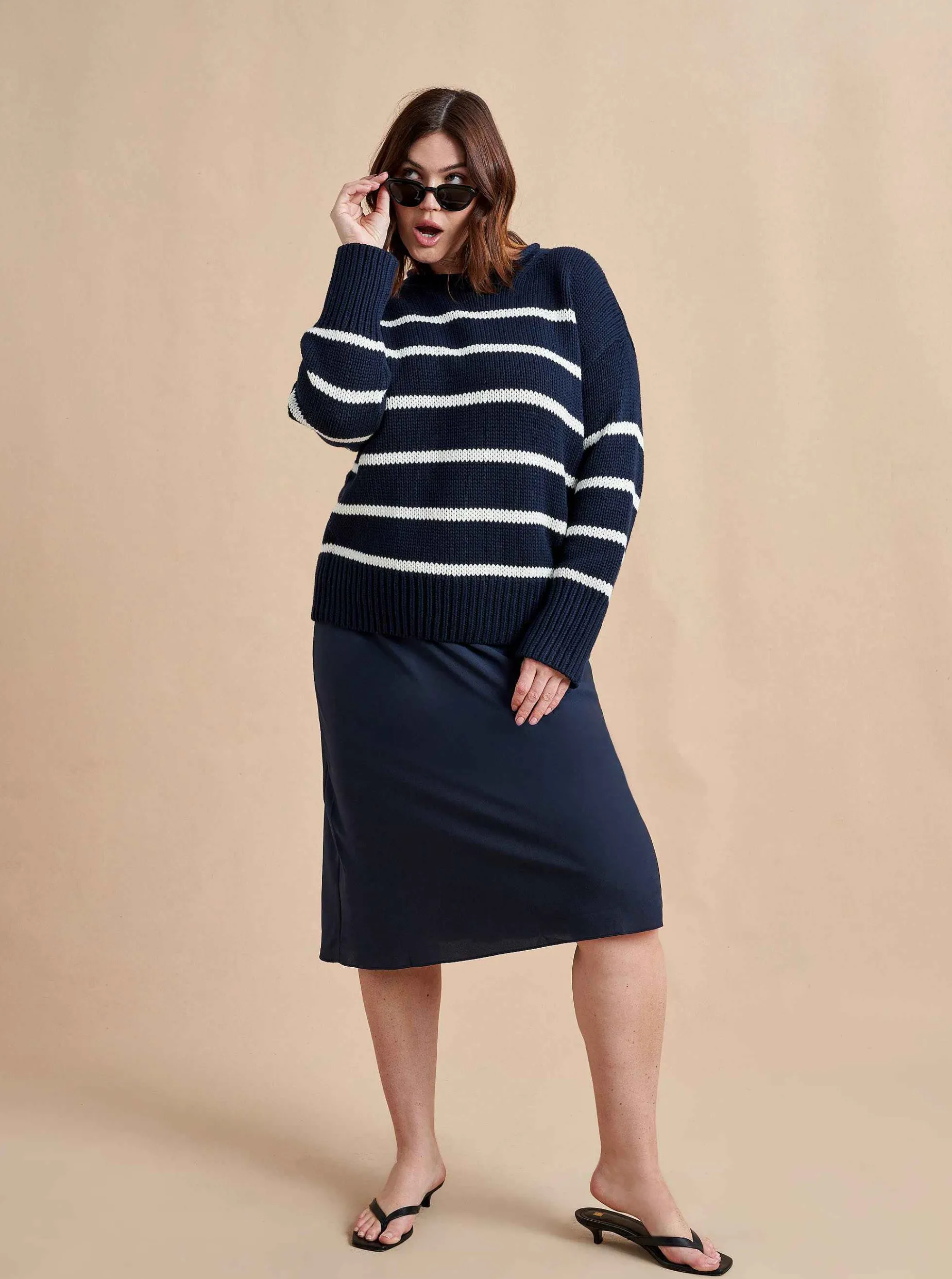 La Ligne Marina Sweater Navy/White Best Sale