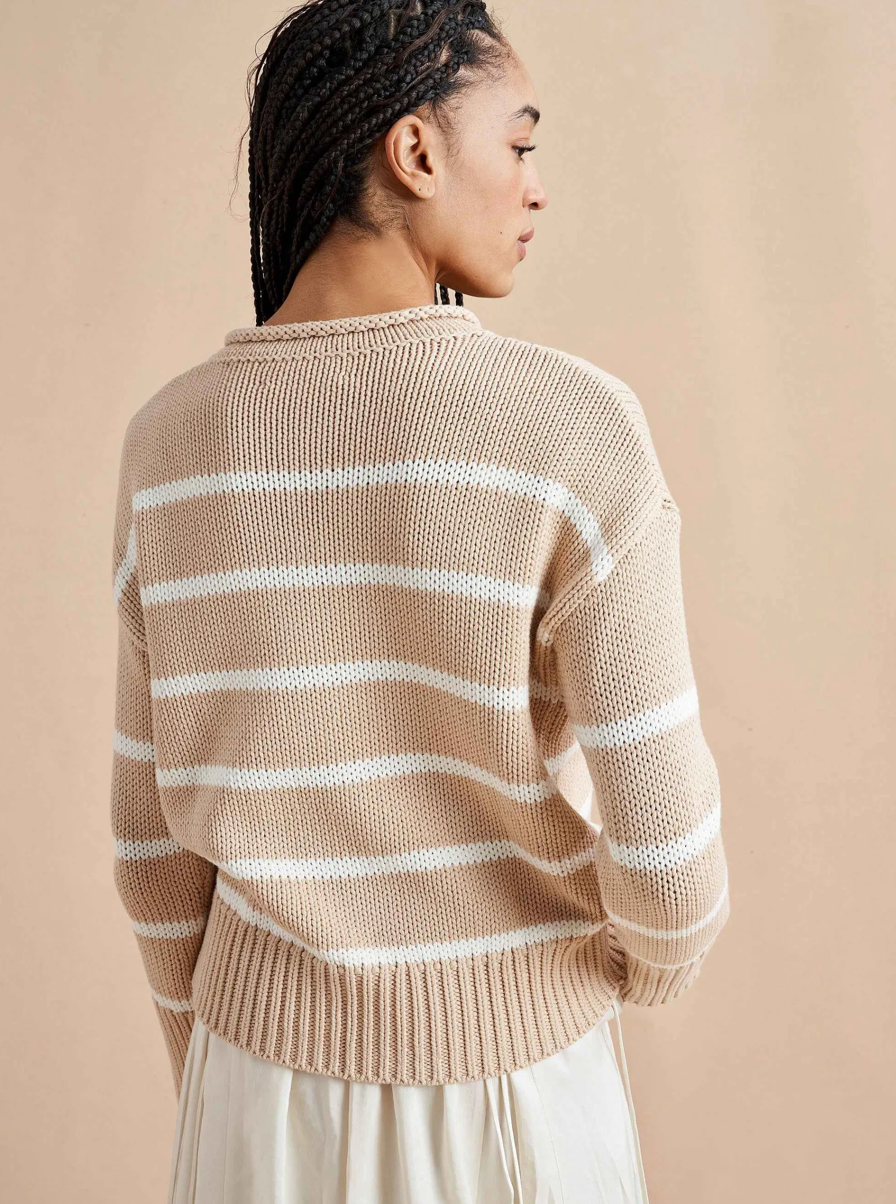 La Ligne Marina Sweater Camel/Cream Sale