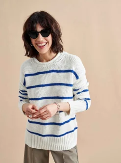 La Ligne Marina Sweater Cream/Cobalt Store