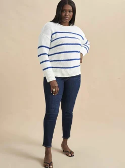 La Ligne Marina Sweater Cream/Cobalt Store