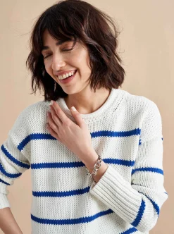 La Ligne Marina Sweater Cream/Cobalt Store
