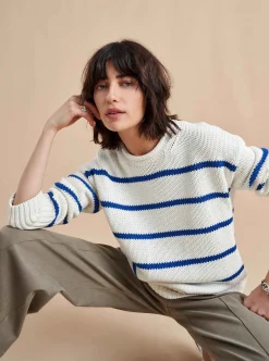 La Ligne Marina Sweater Cream/Cobalt Store