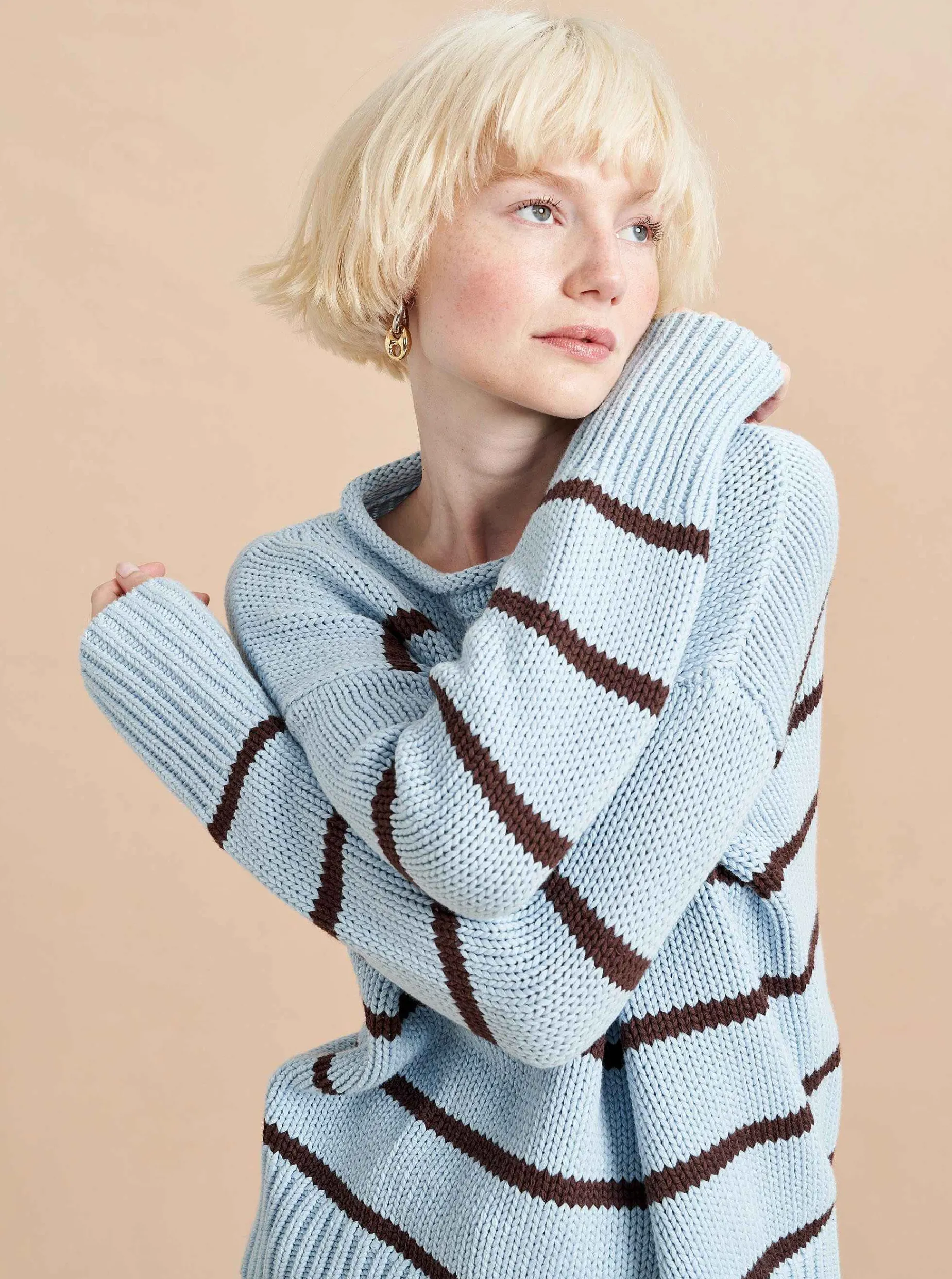La Ligne Marina Sweater Sky/Chocolate New