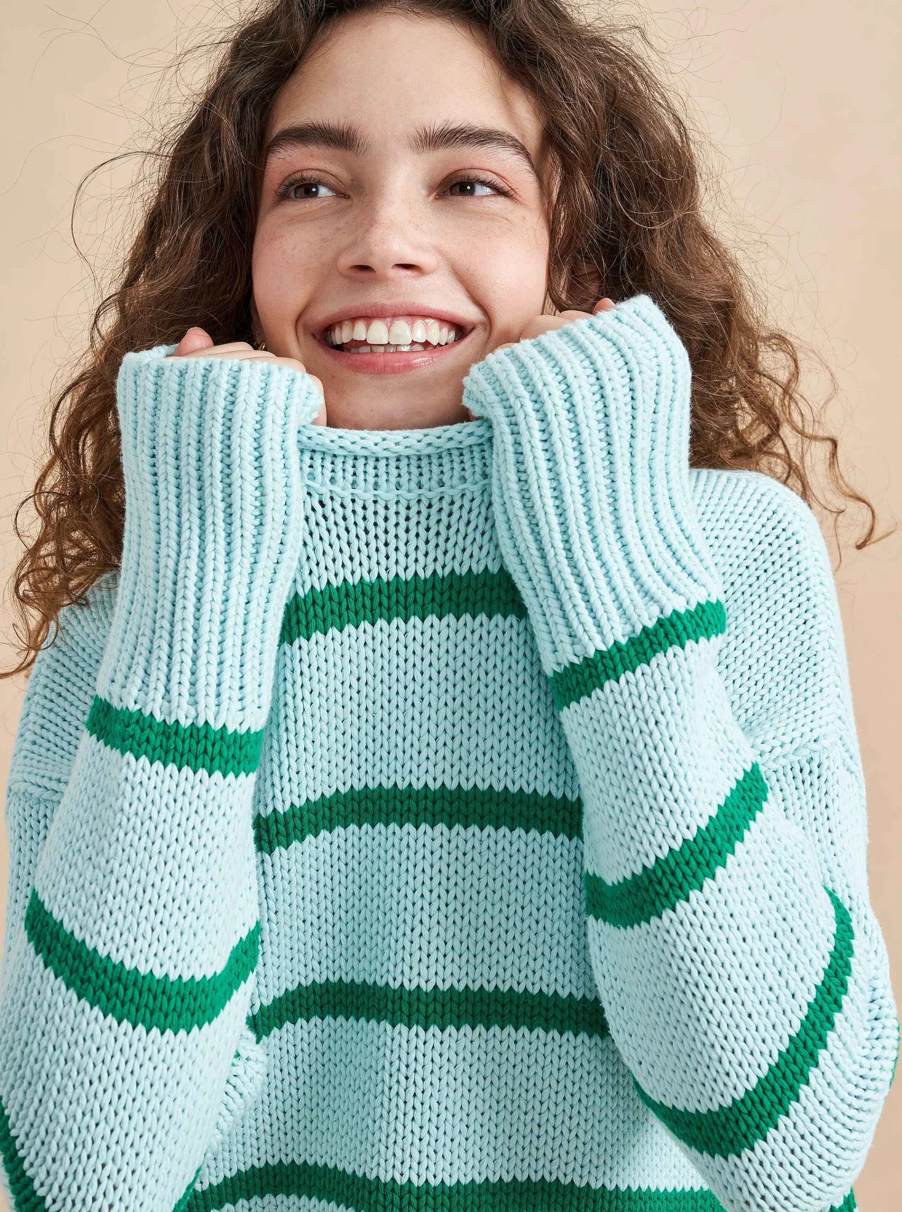La Ligne Marina Sweater Pale-Blue/Kelly-Green Shop
