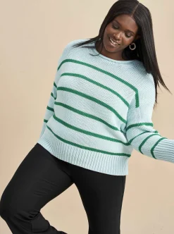 La Ligne Marina Sweater Pale-Blue/Kelly-Green Shop