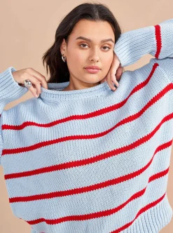 La Ligne Marina Sweater Periwinkle/Poppy Hot