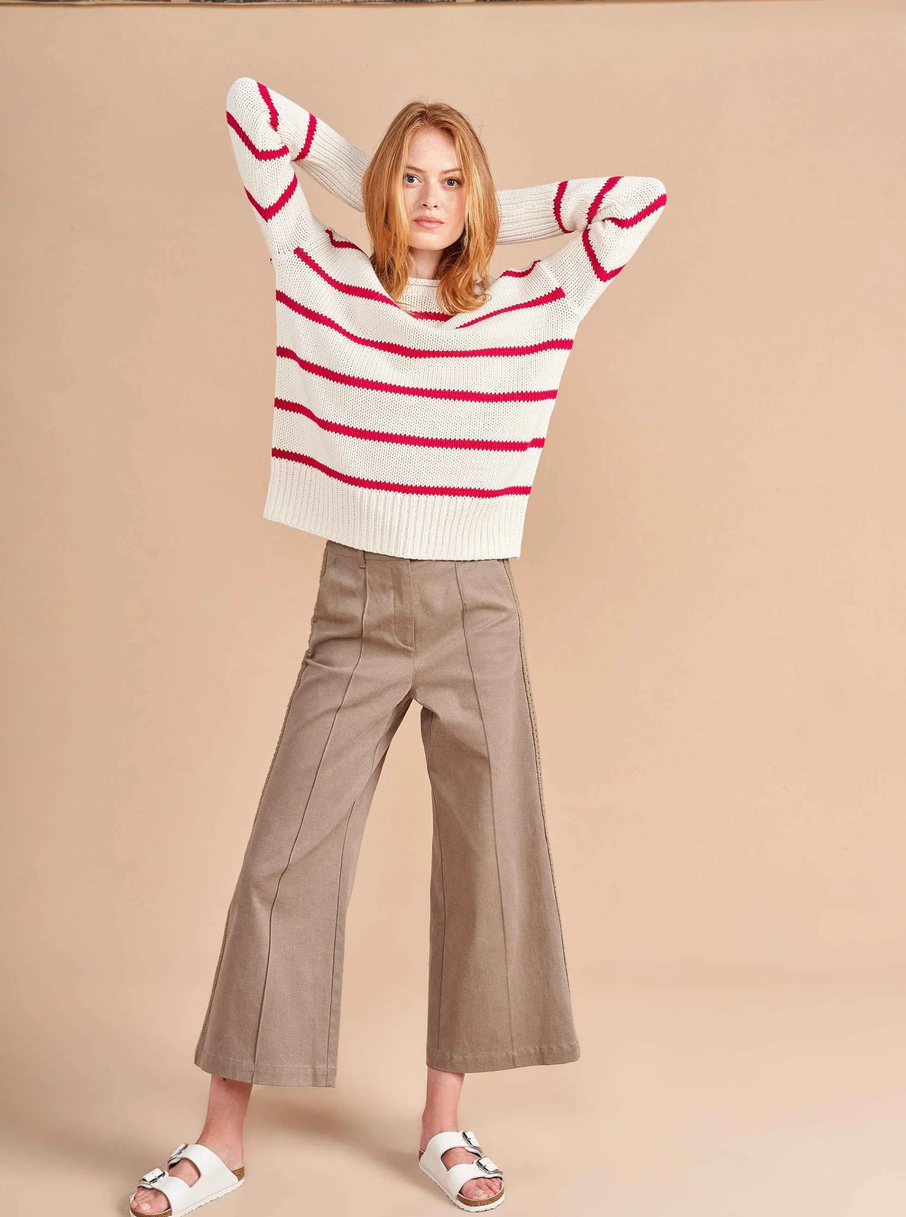 La Ligne Marina Sweater Cream/Raspberry Cheap