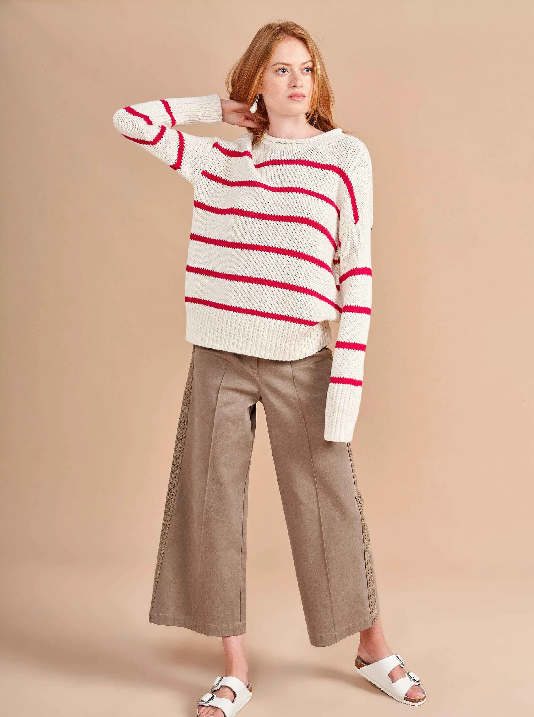 La Ligne Marina Sweater Cream/Raspberry Cheap