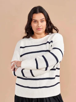 La Ligne Marina Sweater White/Navy Shop