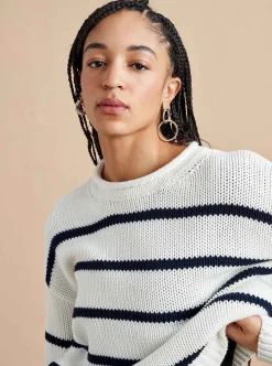 La Ligne Marina Sweater White/Navy Shop