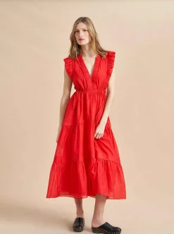 La Ligne Marta Dress Deep Coral Discount